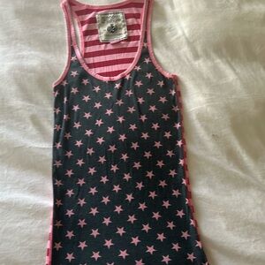 Vintage PINK Stars and Stripes tank top LARGE